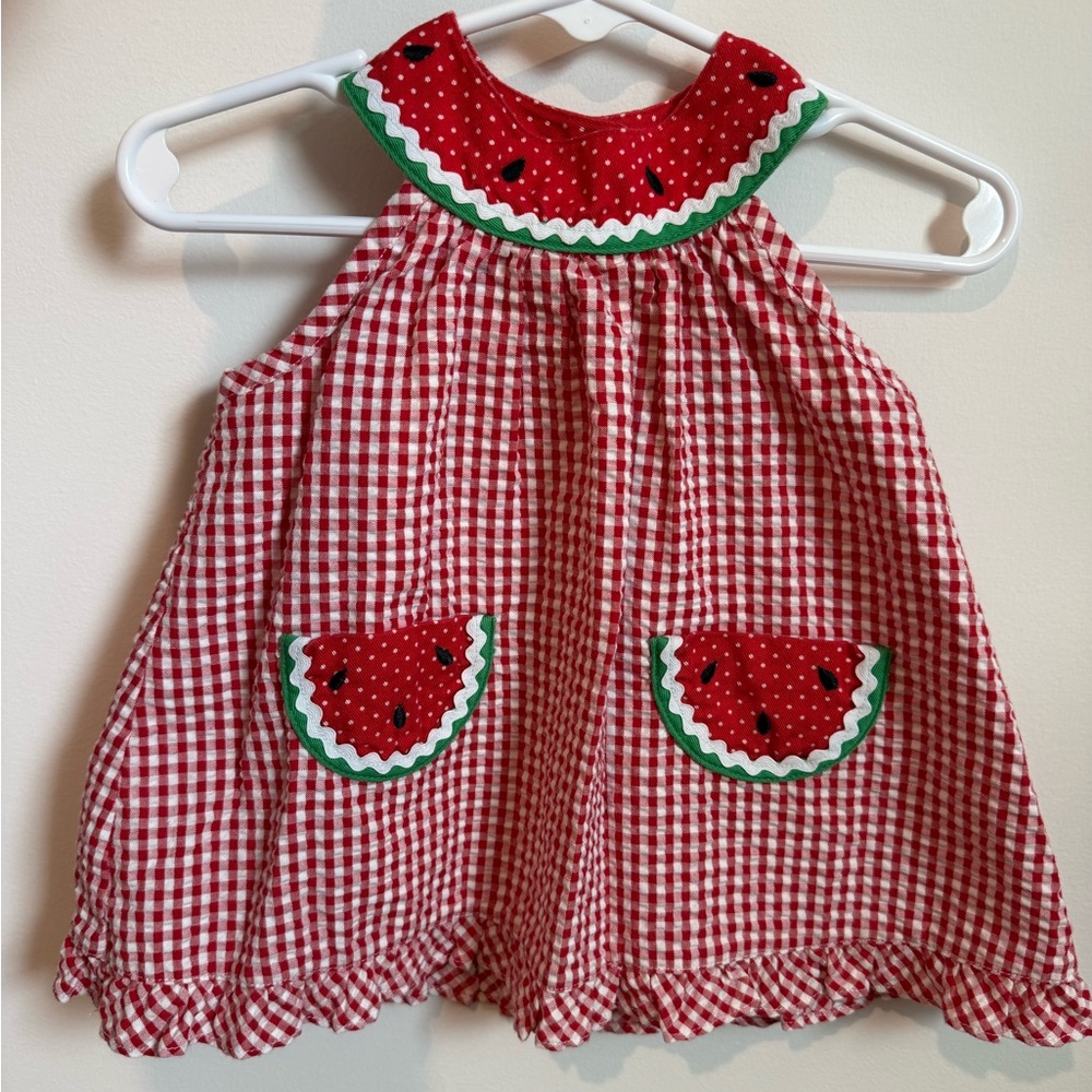 Vintage Youngland Watermelon Gingham Dress - 6-9 months